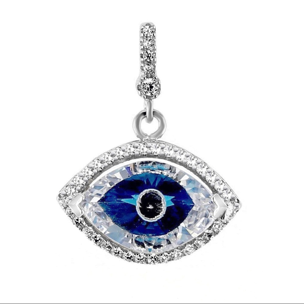 Sterling Silver Evil Eye Nazar Crystal Pendant
